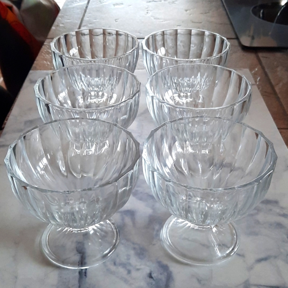 Dessert ice cream glass dishes set of 6